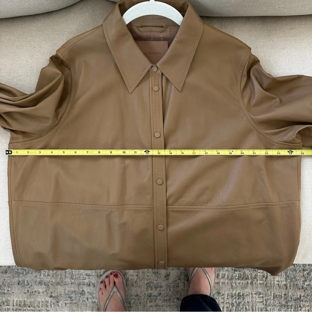 Autograph by Marks & Spencer 100% Leather Snap-front Shirt Jacket - US Size 16 - Picture 17 of 17